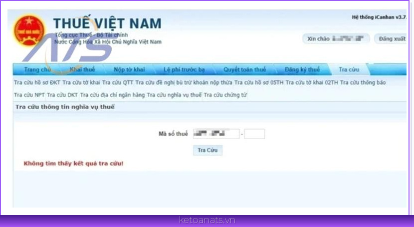Kiểm tra có nợ thuế hay không trên trang Dịch vụ công