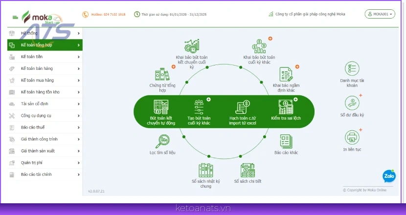 Phần mềm kế toán online miễn phí Moka Startup