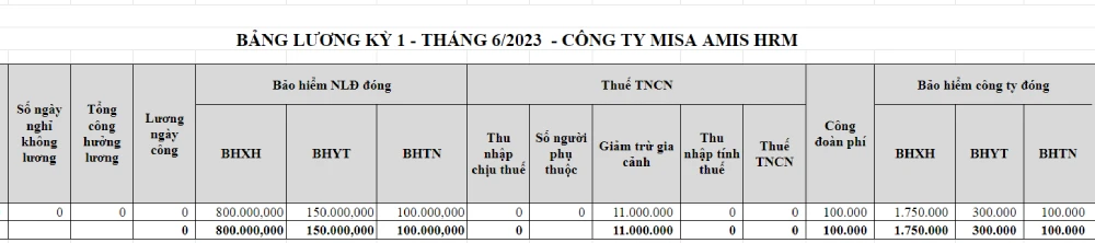 Mẫu bảng lương Excel theo ngày công