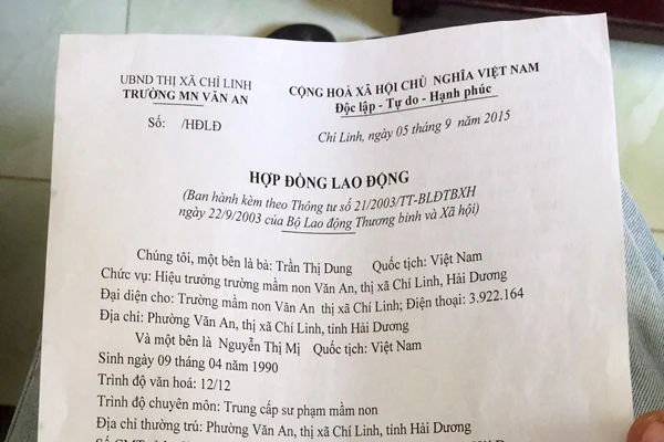 Mẫu hợp đồng lao động xác định thời hạn