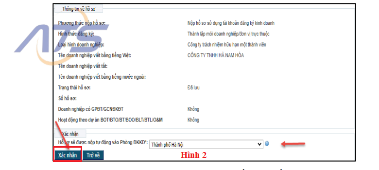Bước 10: Xác nhận hồ sơ