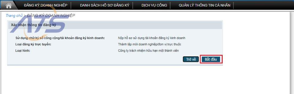 Bước 5: Xác nhận thông tin đăng ký