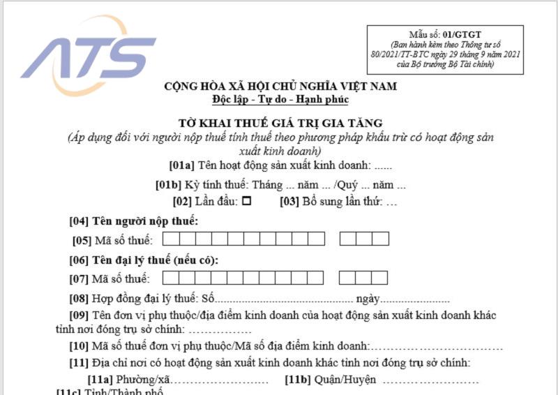 Mẫu 01/GTGT