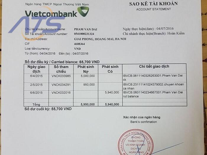 Sao kê ngân hàng là gi