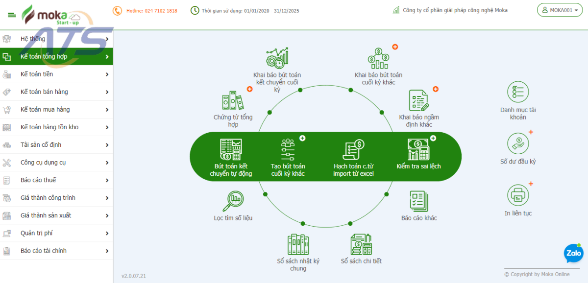 Phần mềm kế toán online miễn phí Moka Startup