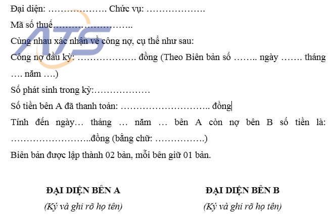 Mẫu biên bản xác nhận cho doanh nghiệp số 1 - 2