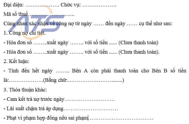 Mẫu biên bản xác nhận cho doanh nghiệp số 2 - 2