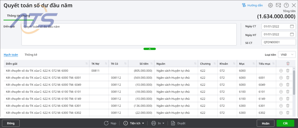 Bước 2: Khai báo các thông tin chung:
