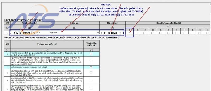 Cách kê khai giao dịch liên kết trên HTKK