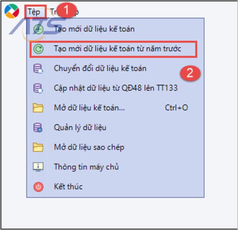 Cách tạo dữ liệu kế toán cho năm mới từ năm cũ trên MISA