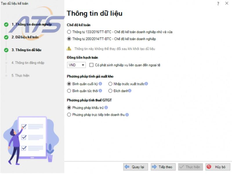 Khai báo thông tin chế độ kế toán năm mới