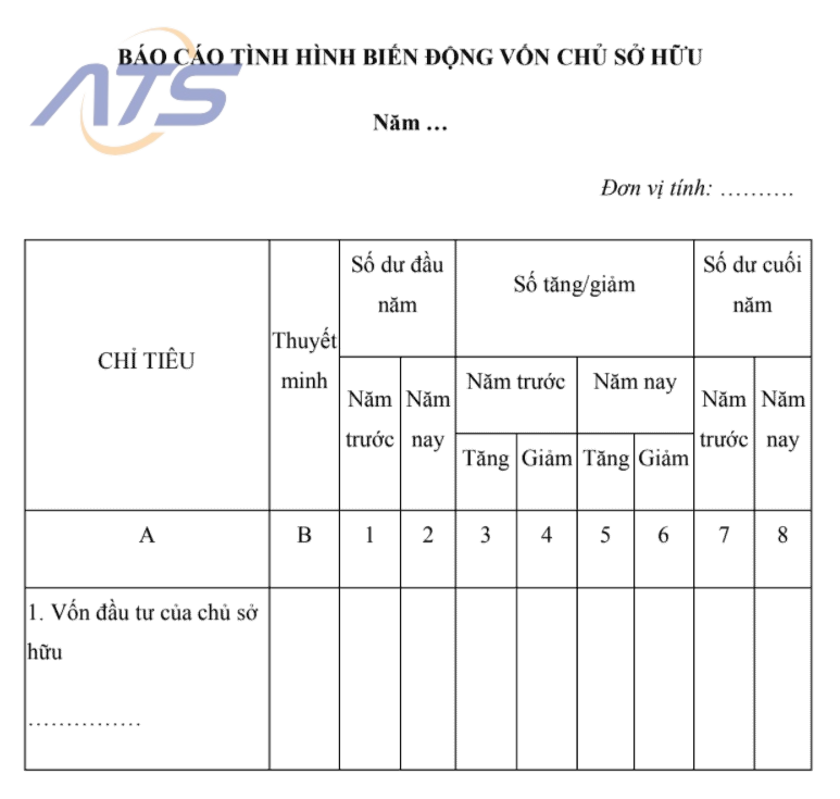 Báo cáo thay đổi vốn chủ sở hữu