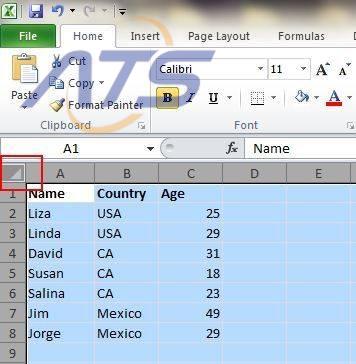 Thủ thuật chọn toàn bộ dữ liệu trong bảng tính Excel