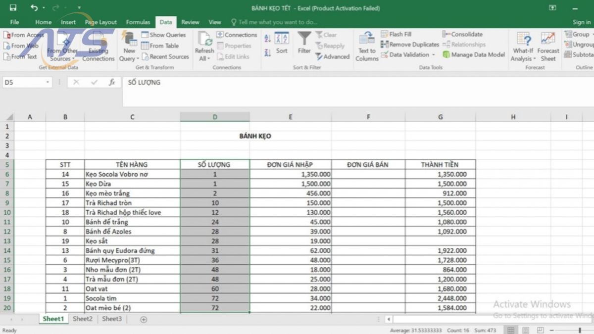 Các thủ thuật kế toán giúp sắp xếp dữ liệu trong Excel