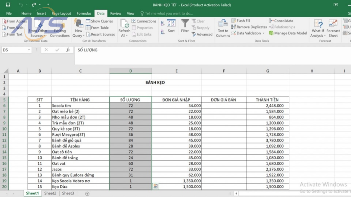 Các thủ thuật kế toán giúp sắp xếp dữ liệu trong Excel