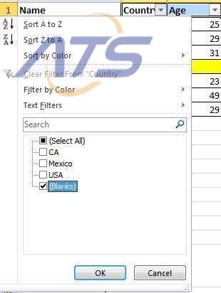 Xóa ô dữ liệu trống một cách nhanh chóng
