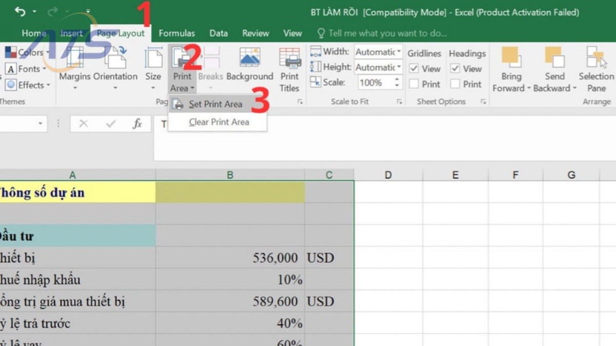 Các thủ thuật kế toán trong Excel - Thiết kế khu vực in