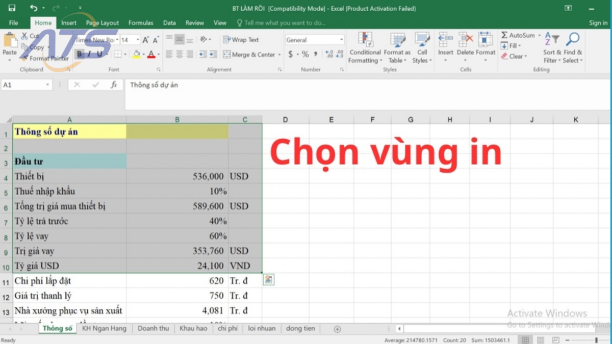 Các thủ thuật kế toán trong Excel - Thiết kế khu vực in