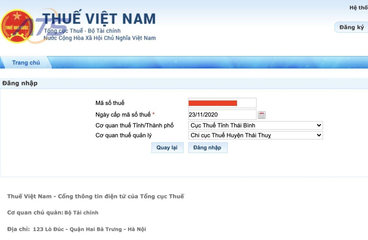 Bước 2: Đăng nhập vào hệ thống để làm quyết toán thuế TNCN online