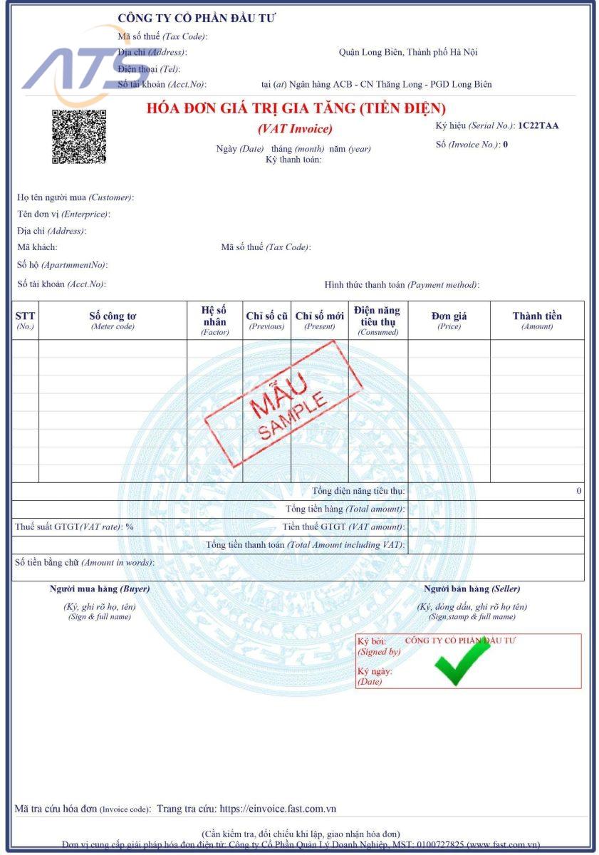 Mẫu hóa đơn điện tử dành cho ngành điện