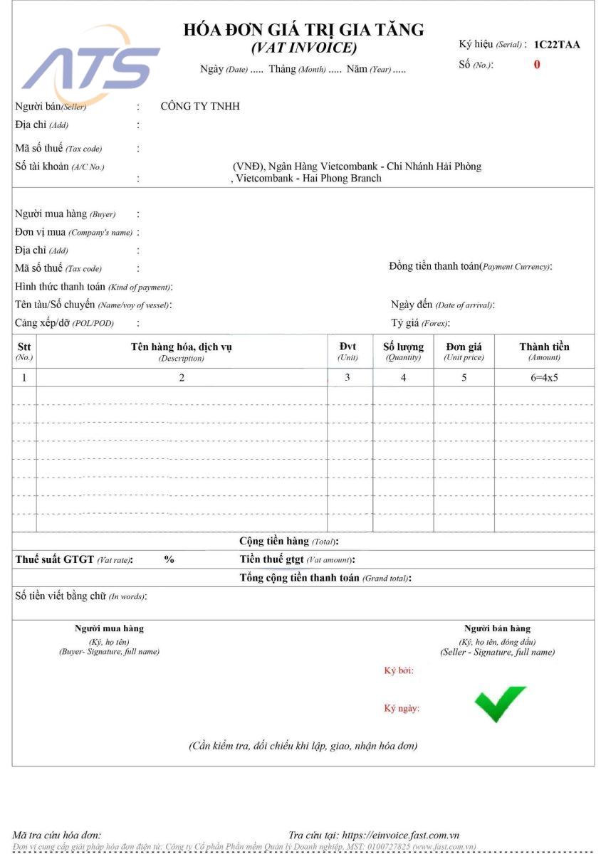 Mẫu hóa đơn dành cho ngành vận tải biển