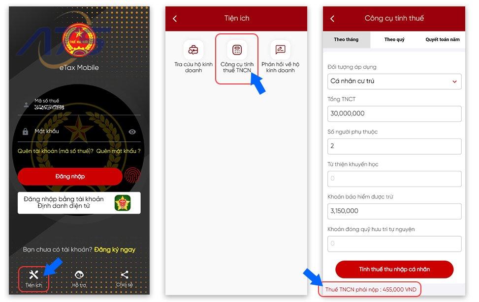 Cách tính thuế trên ứng dụng điện thoại eTax Mobile