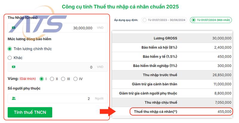 Cách tính thuế TNCN Online trên TopCV
