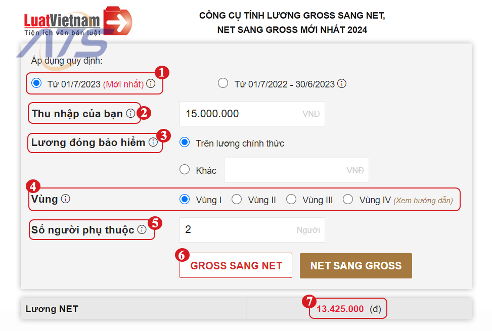 Cách tính lương Gross ra Net bằng công cụ LuatVietnam
