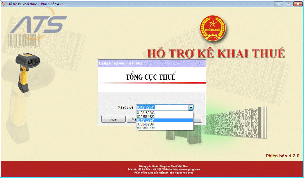 Bước 1: Mở phần mềm HTKK và đăng nhập