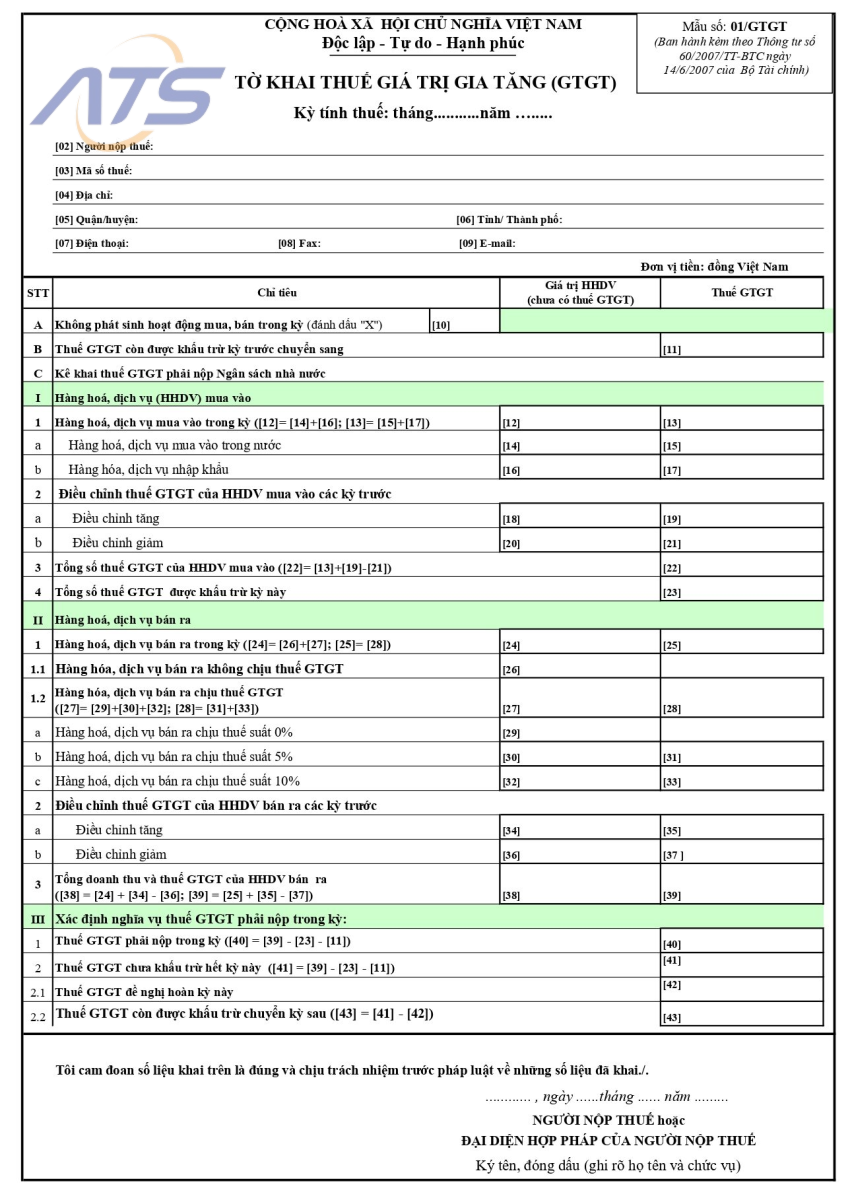 Giấy tờ cần có cho hướng dẫn làm báo cáo thuế GTGT theo quý