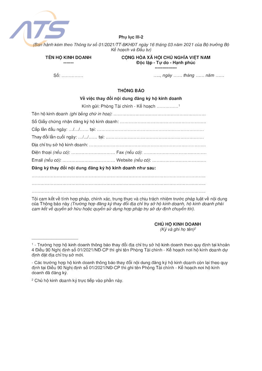 Thủ tục thay đổi địa điểm hộ kinh doanh cùng quận, huyện