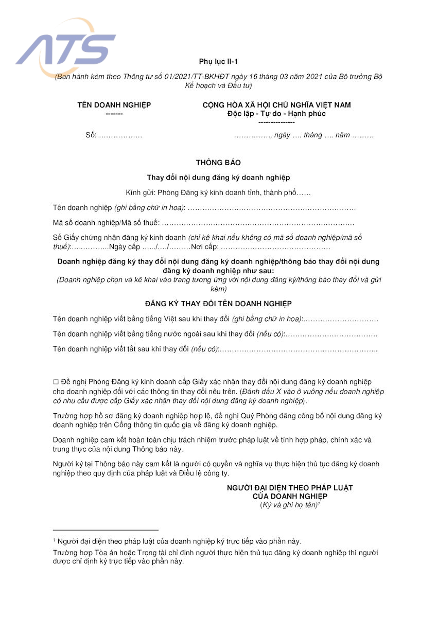 Hồ sơ đổi tên Công ty TNHH một thành viên