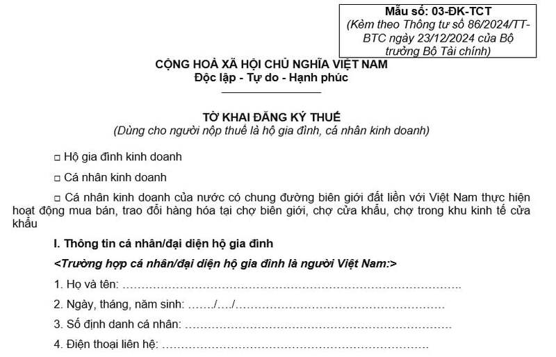 Cách ghi và nộp tờ khai đăng ký thuế mẫu số 03-ĐK-TCT online
