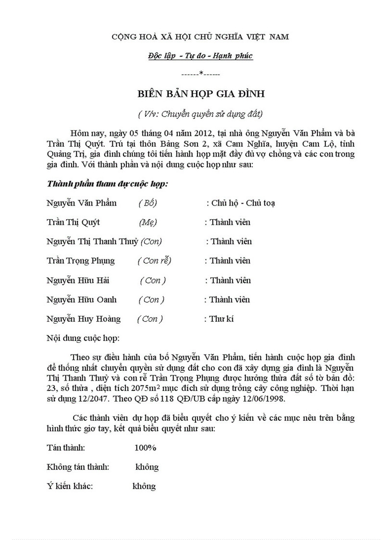 Trường hợp hộ gia đình cùng thành lập hộ kinh doanh