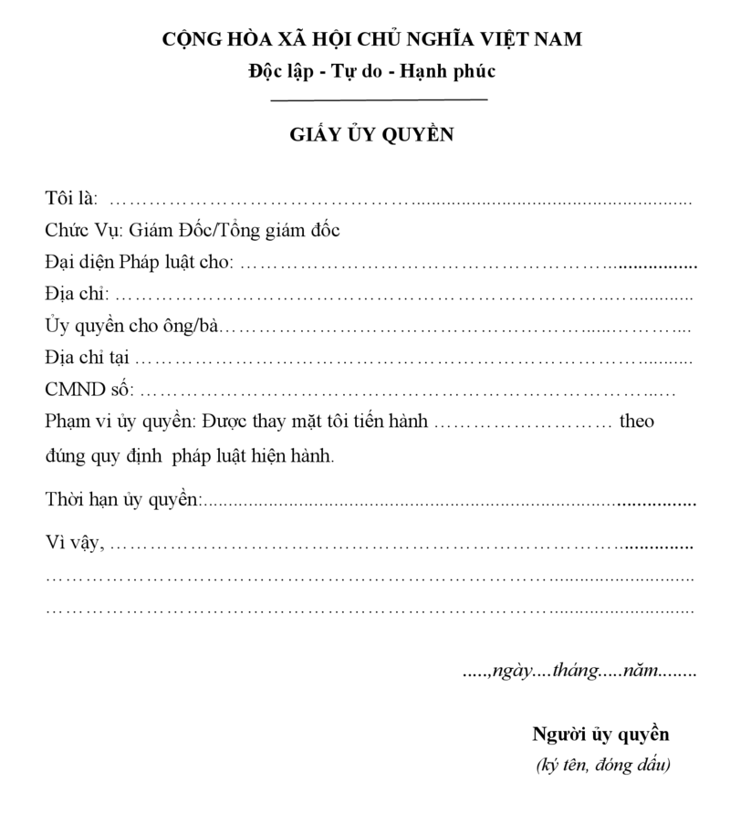 Trường hợp người đại diện nộp hồ sơ thay chủ hộ