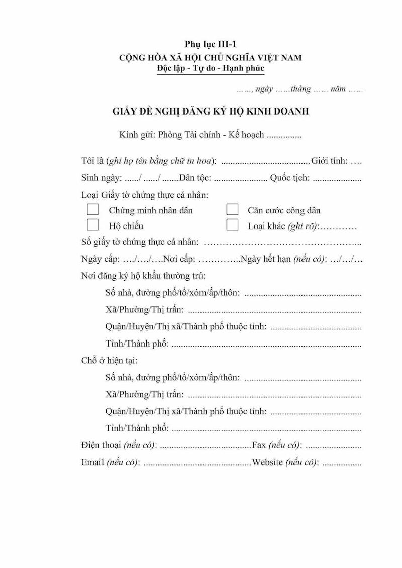 Đăng ký hộ kinh doanh cần giấy tờ gì?