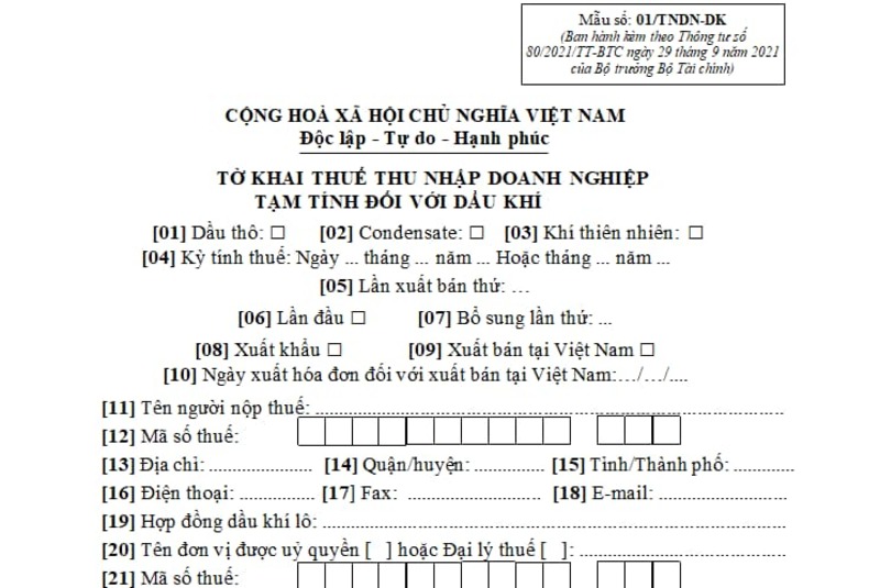 Cách lập tờ khai quyết toán thuế TNDN bị lỗ