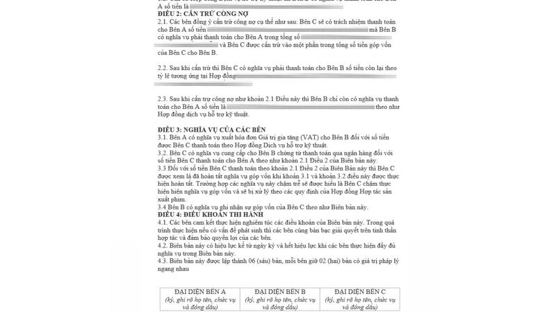 Các chứng từ cần thiết khi cấn trừ công nợ