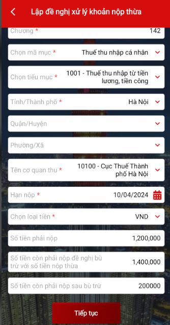 Bước 4: Nhập thông tin cá nhân, mã số thuế, số CMND/CCCD, địa chỉ liên hệ,...