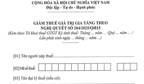 tờ khai giảm thuế gtgt