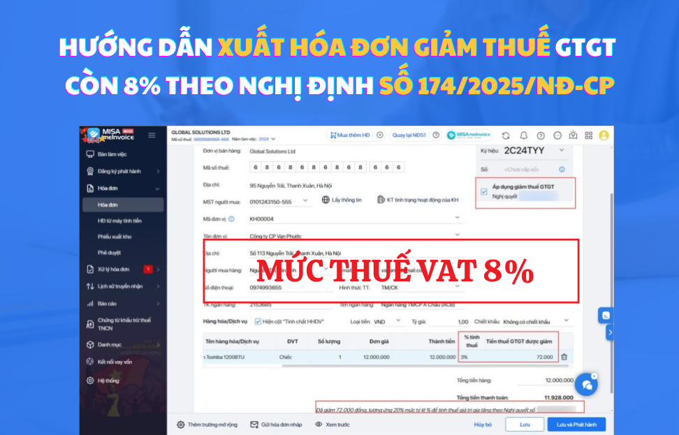 xuất hóa đơn điều chỉnh giảm thuế gtgt
